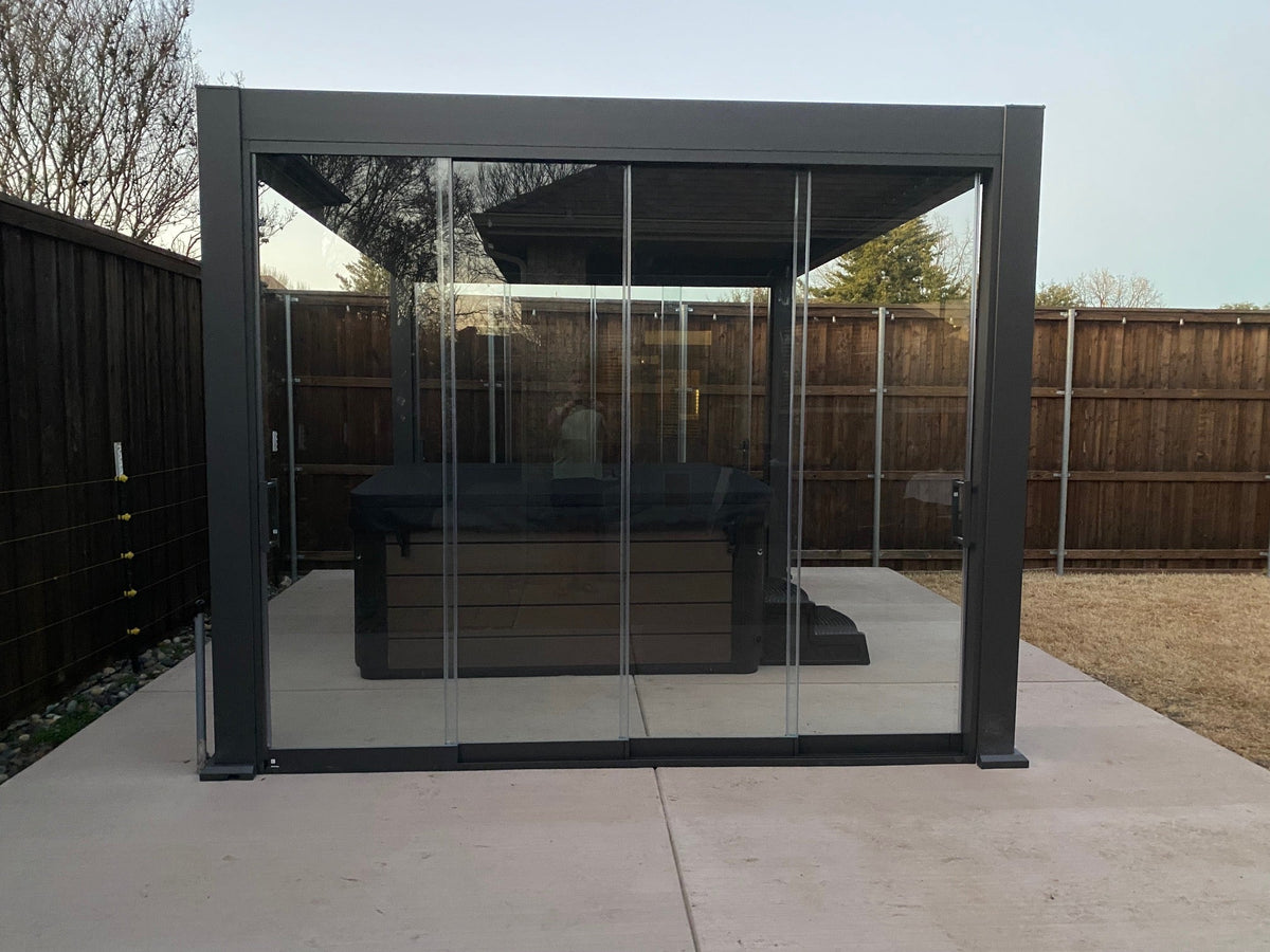 Compact pergola viewed from the garden