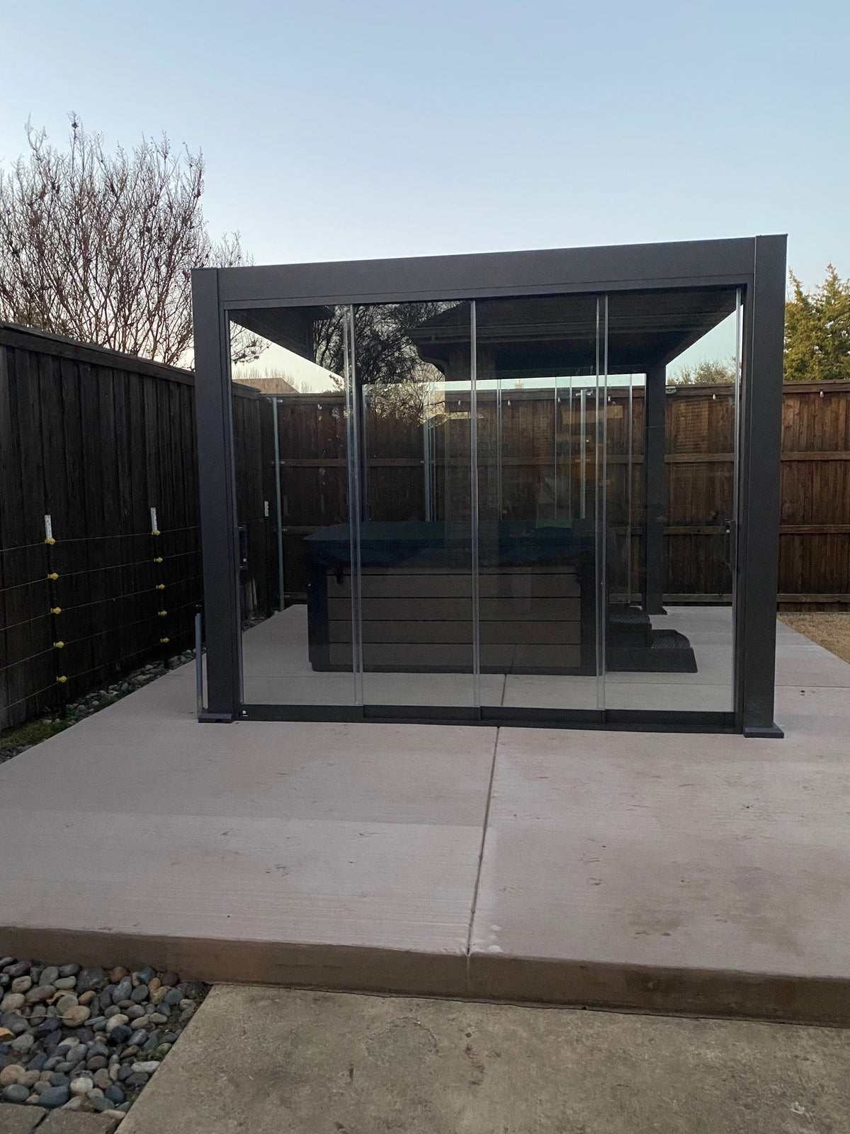 Compact pergola viewed from the garden